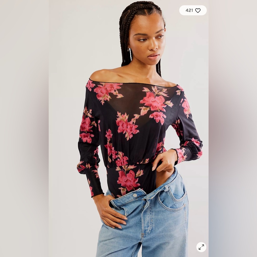 Free People Undercover Printed Floral Bodysuit